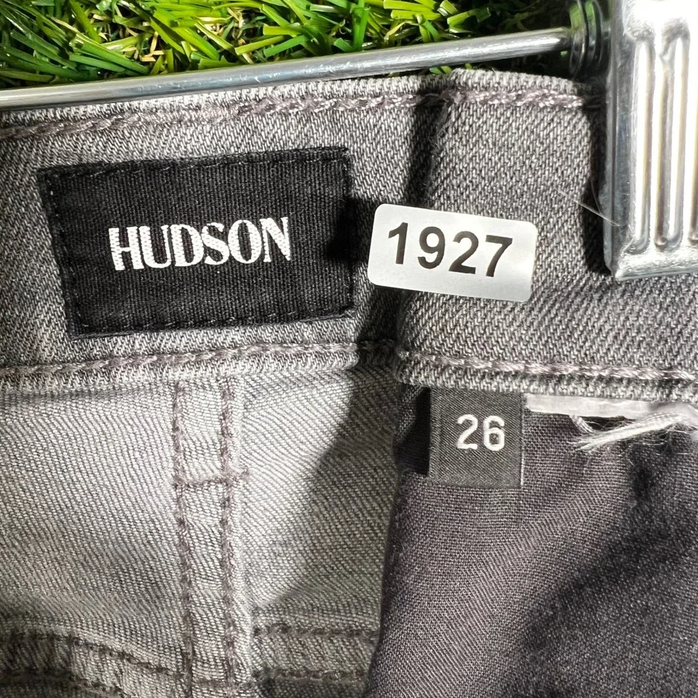 Hudson Womens Grey‎ High Rise Straight Leg Distressed Raw Hem Jeans Size 26
